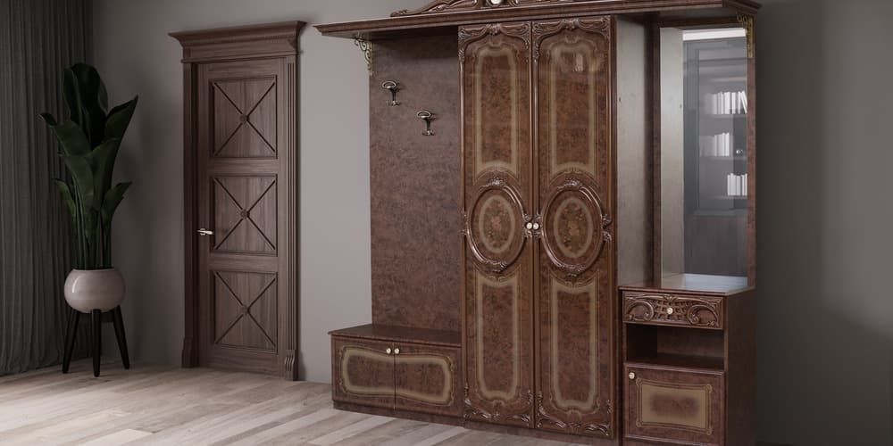 Шкаф 2-х дв.+тумба с зеркалом орех